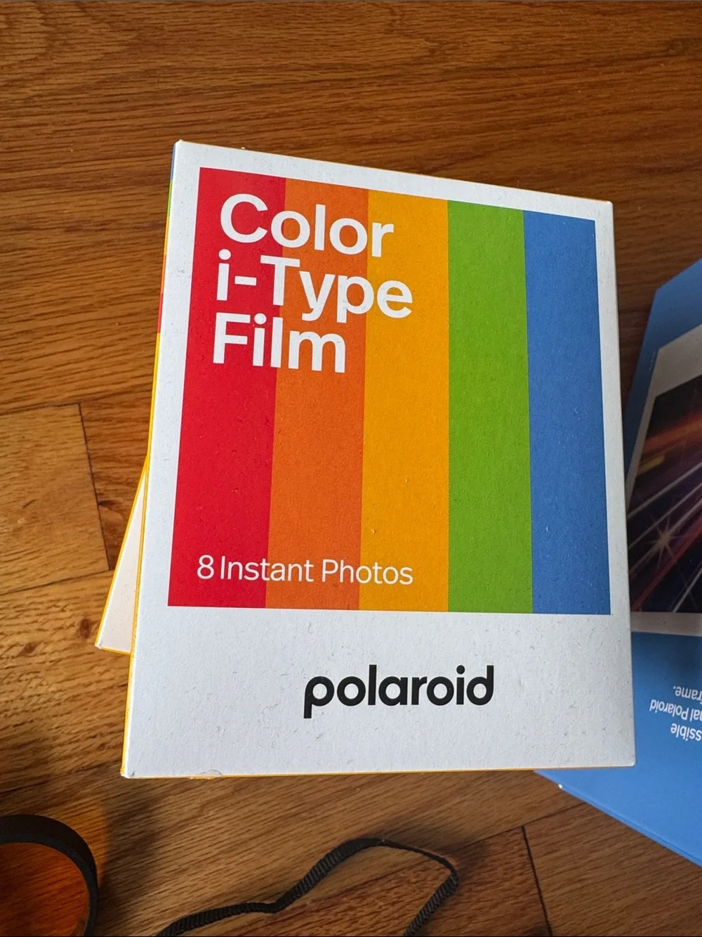 Polaroid White Instant Camera with Rainbow Stripe and Color Filters
